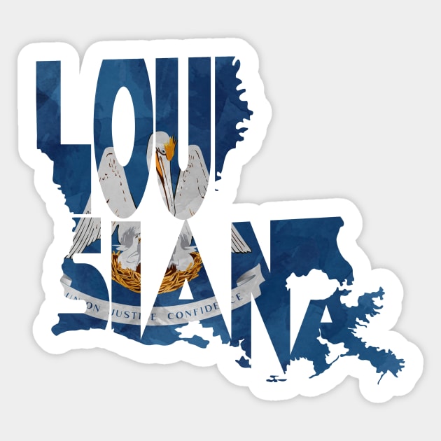 Louisiana Typo Map Sticker by inspirowl